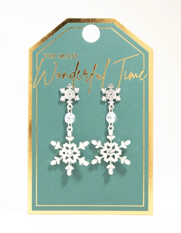 Silver Diamante Snowflake Drop Earrings sold by lovisa