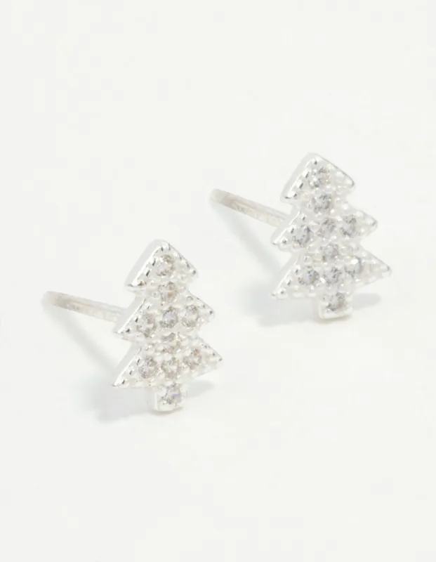 Sterling Silver Cubic Zirconia Tree Stud Earrings sold by lovisa