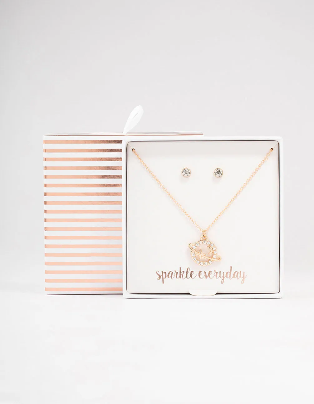 Gold Diamante Planet Necklace & Stud Earrings Set sold by lovisa product image thumbnail 5