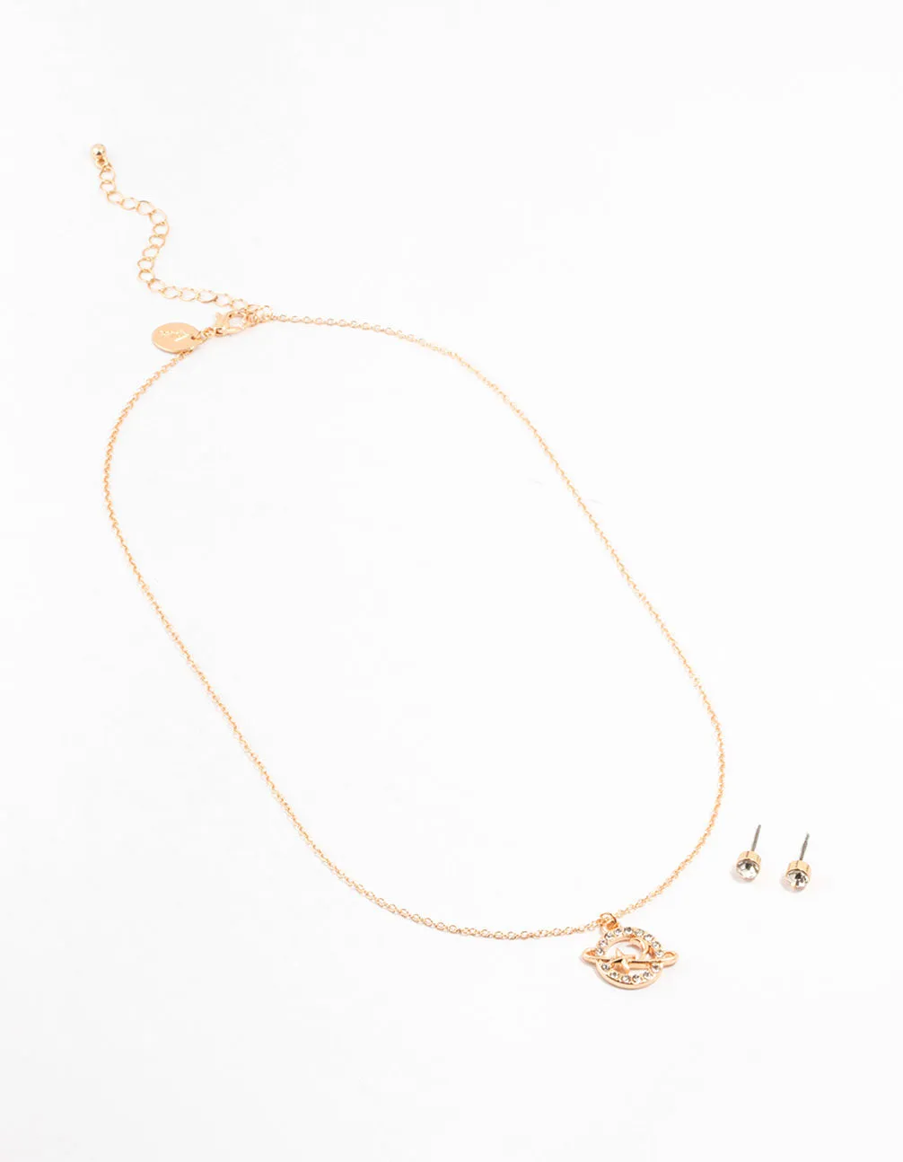Gold Diamante Planet Necklace & Stud Earrings Set sold by lovisa product image thumbnail 2