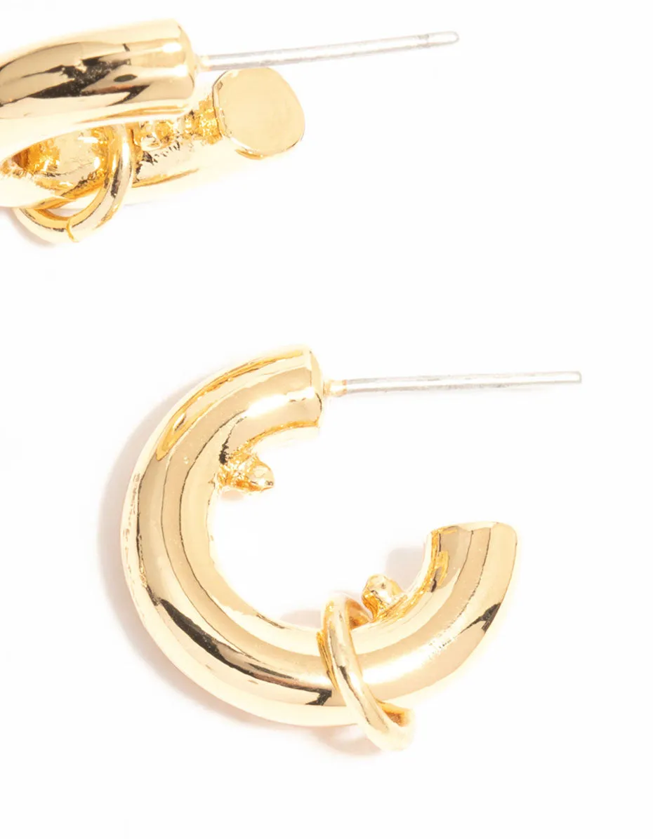Gold Plated Mini Chubby Ring Hoop Earrings sold by lovisa product image thumbnail 3