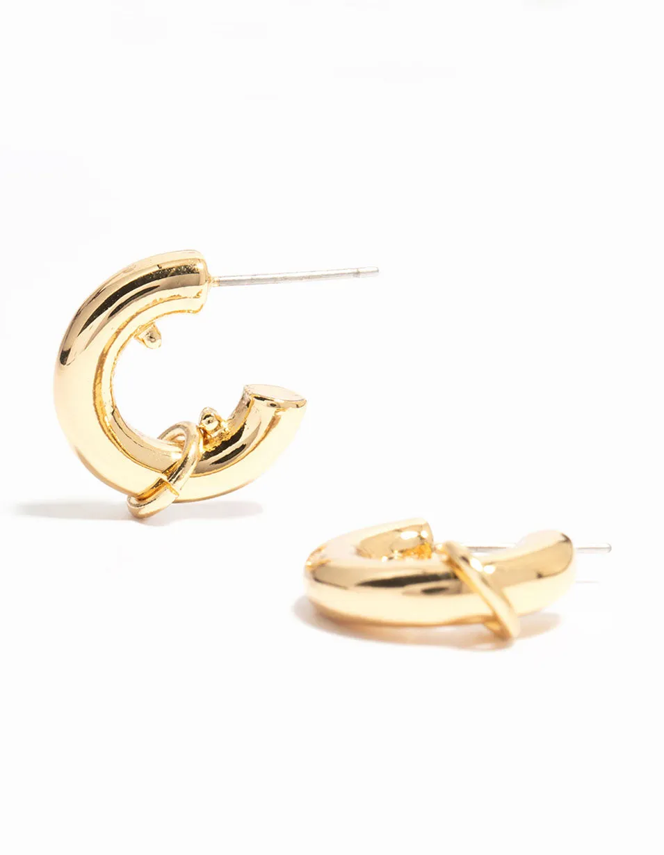 Gold Plated Mini Chubby Ring Hoop Earrings sold by lovisa