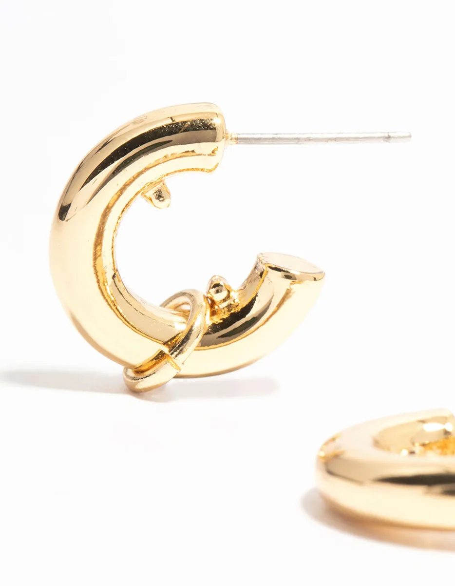 Gold Plated Mini Chubby Ring Hoop Earrings sold by lovisa product image thumbnail 2