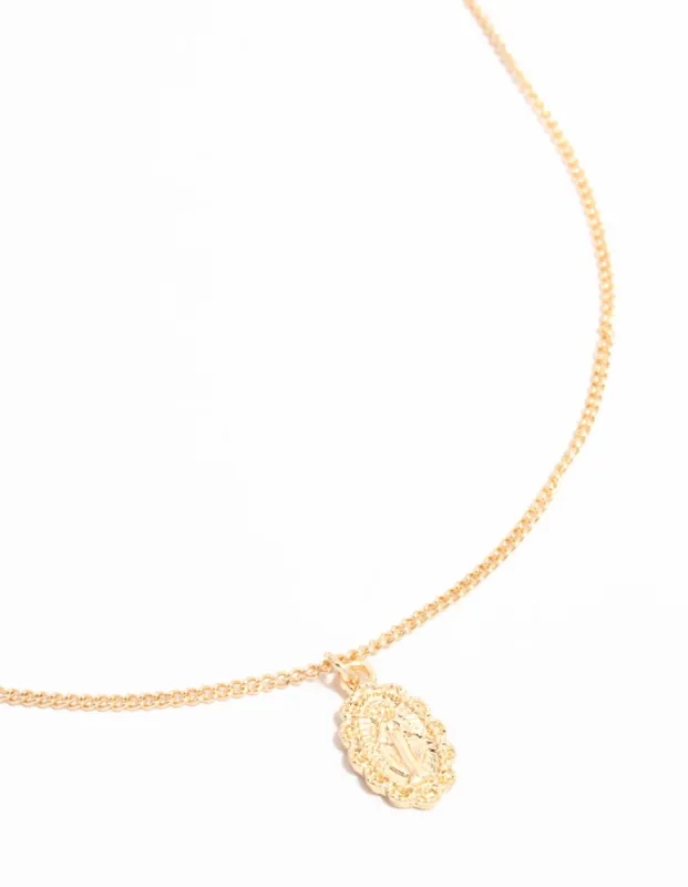 Gold Ornate Mary Oval Necklace sold by lovisa