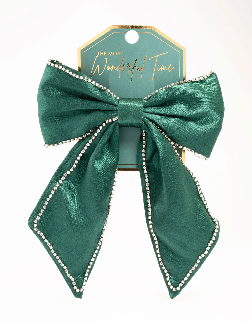 Green Fabric Diamante Cup Chain Bow Clip sold by lovisa product image thumbnail 3