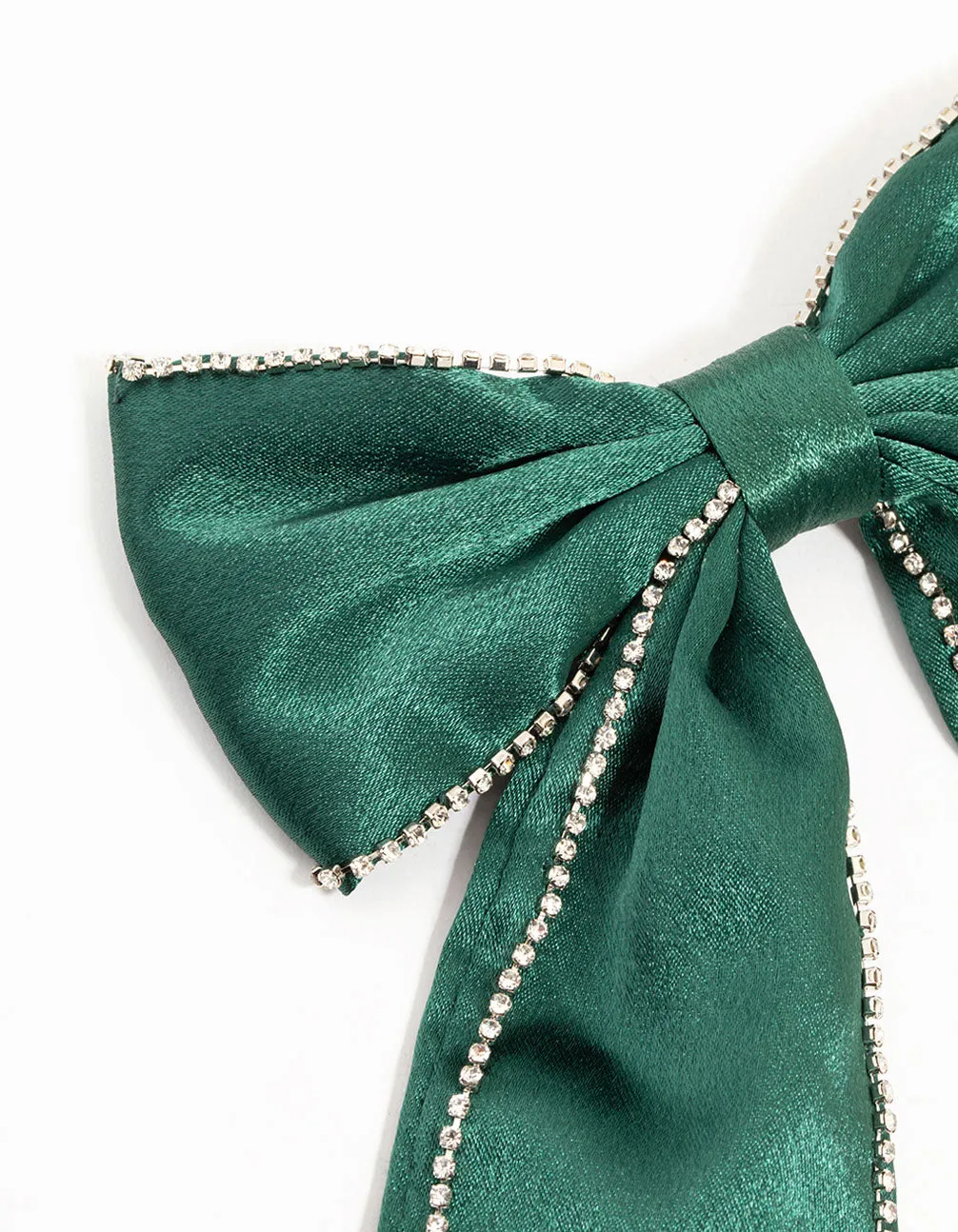 Green Fabric Diamante Cup Chain Bow Clip sold by lovisa product image thumbnail 2