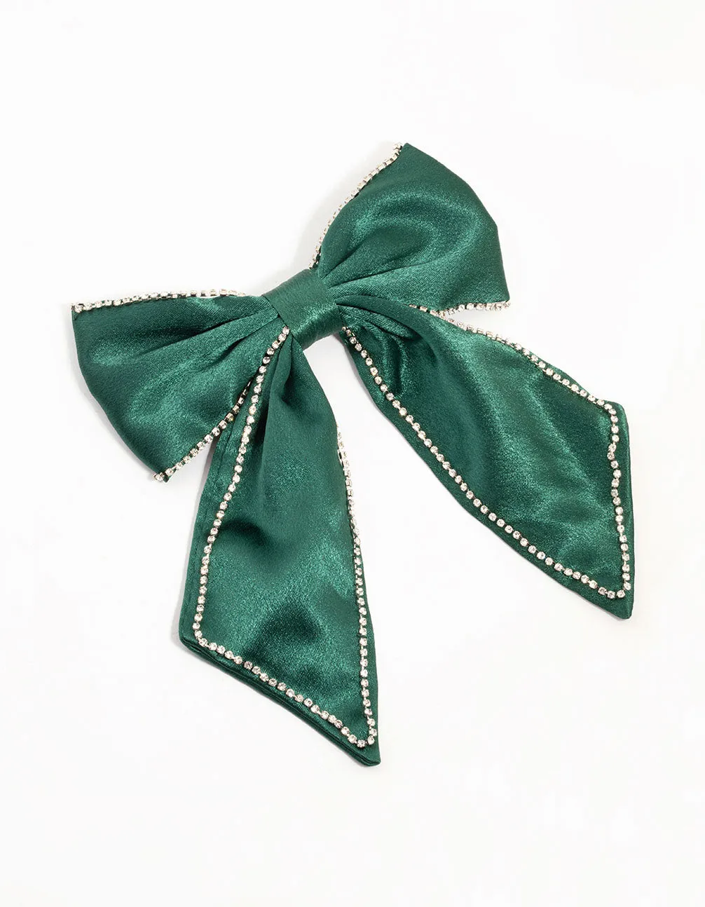Green Fabric Diamante Cup Chain Bow Clip sold by lovisa product image thumbnail 4