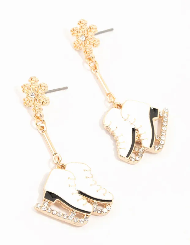 Snowflakes & Ice Skates Diamante Drop Earrings sold by lovisa