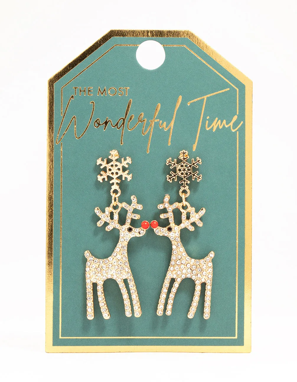 Gold Diamante Reindeer Drop Earrings sold by lovisa