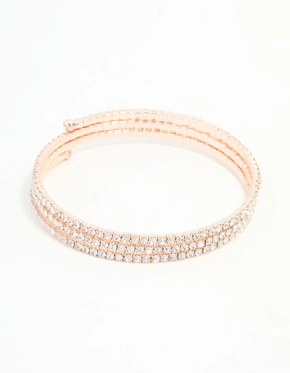 Rose Gold Diamante Spiral Bangle sold by lovisa