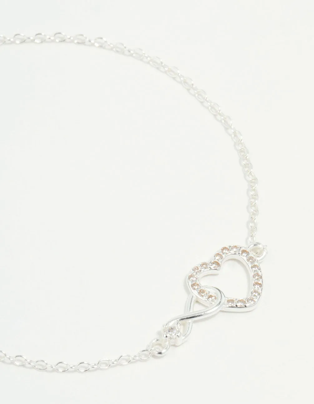 Sterling Silver Infinity & Cubic Zirconia Heart Link Bracelet sold by lovisa product image thumbnail 2