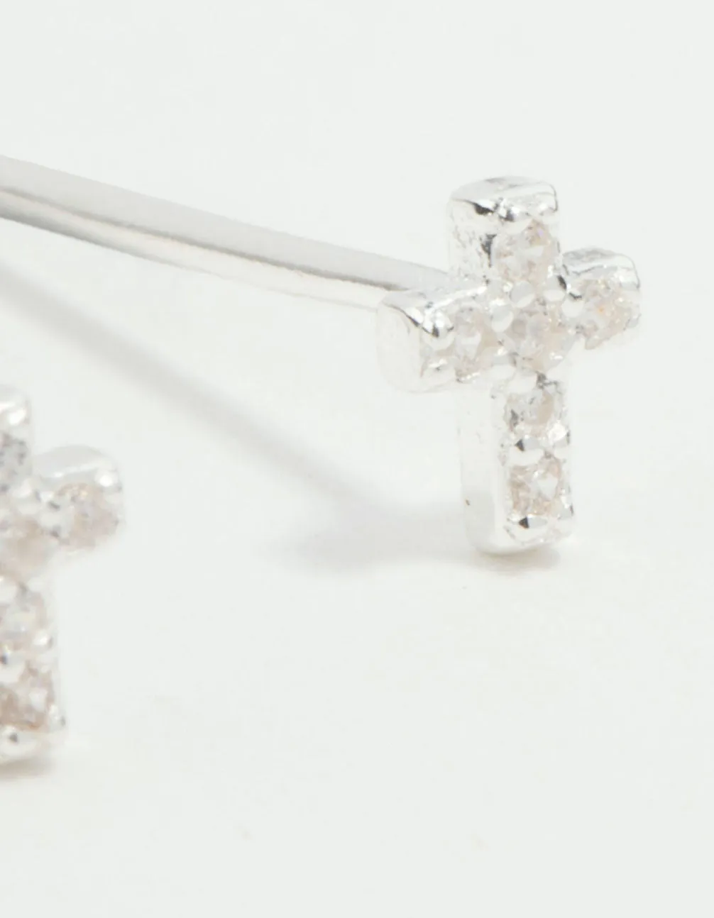 Sterling Silver Mini Cubic Zirconia Cross Stud Earrings sold by lovisa product image thumbnail 2