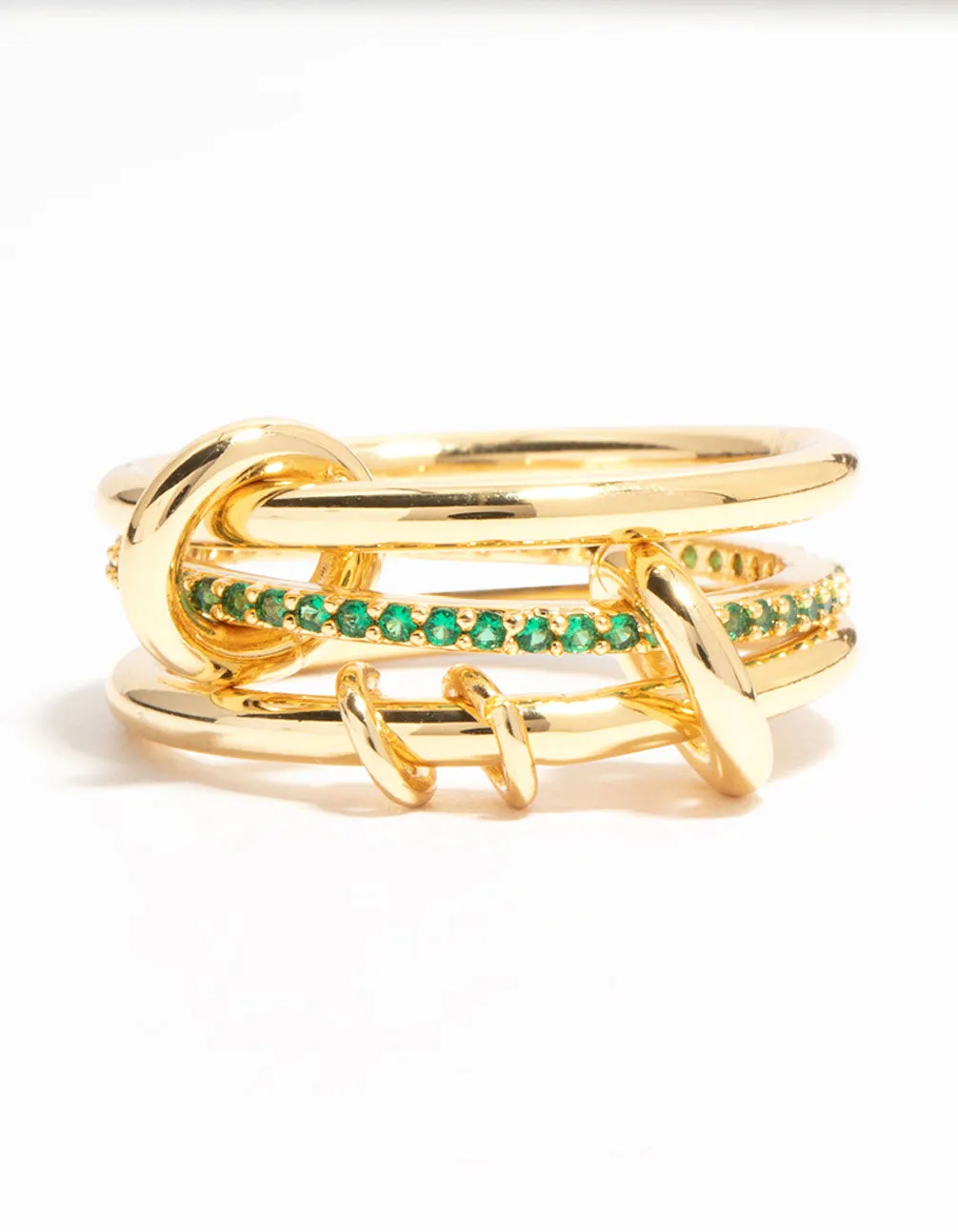 Gold Plated Connected Links & Green Diamante Ring sold by lovisa product image thumbnail 3