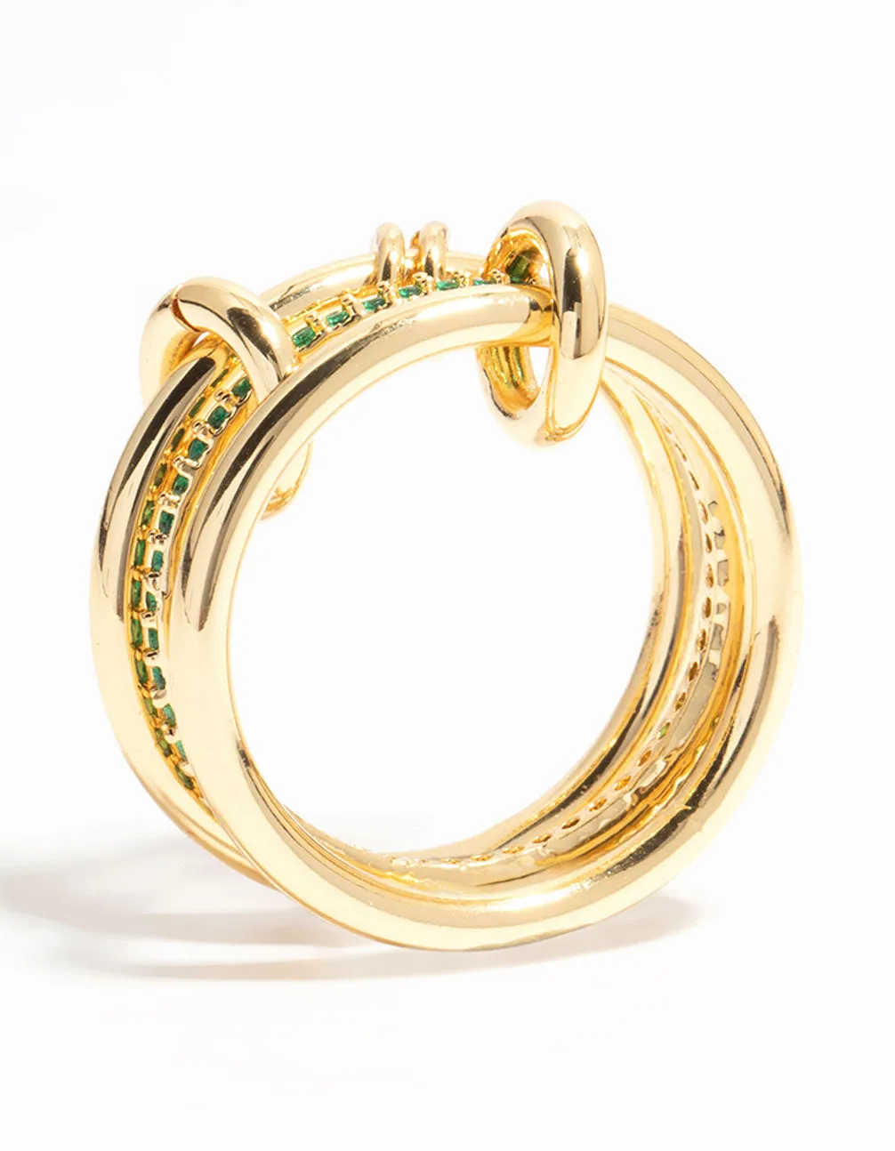 Gold Plated Connected Links & Green Diamante Ring sold by lovisa product image thumbnail 4