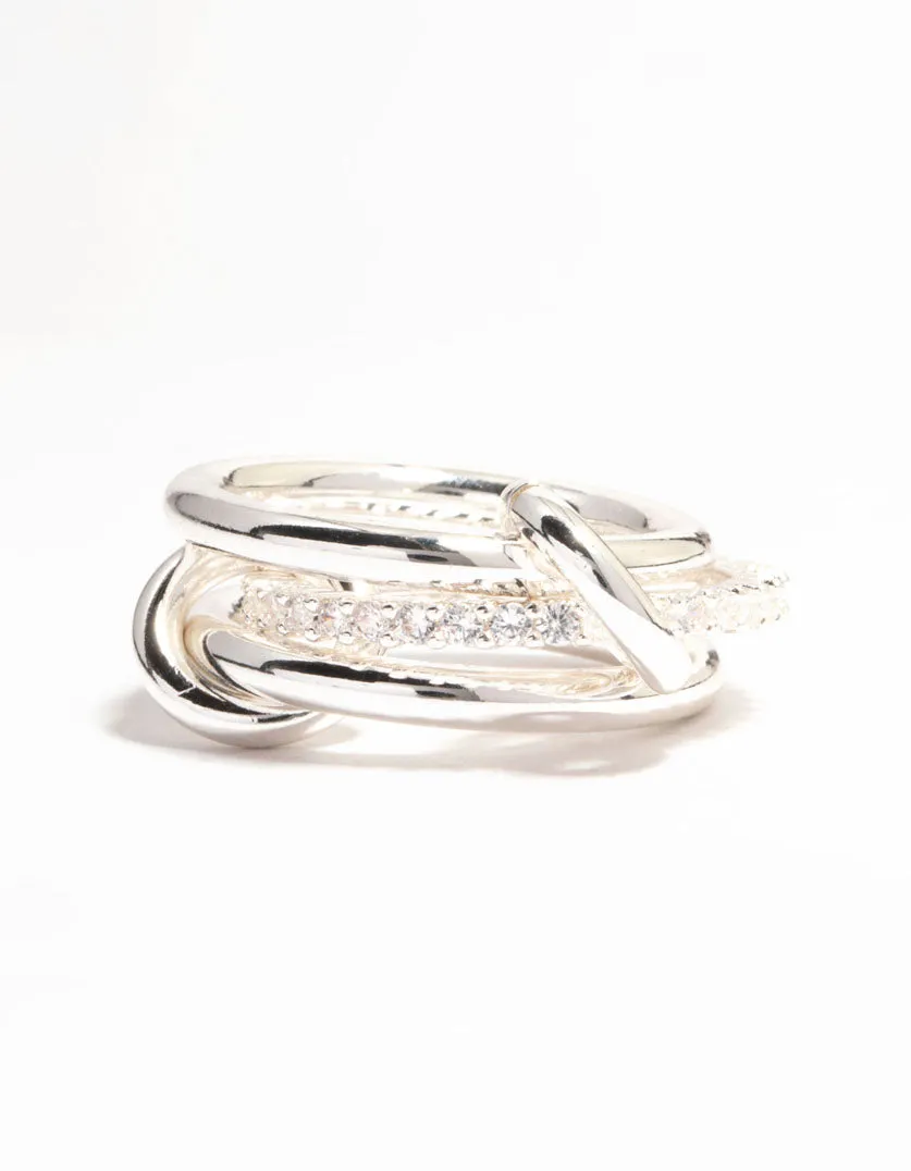 Silver Plated Stacked Rings With Connected Links sold by lovisa product image thumbnail 3