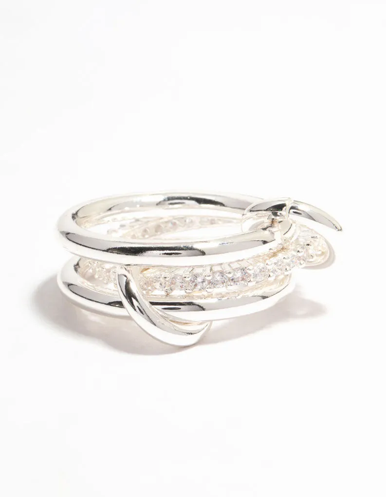 Silver Plated Stacked Rings With Connected Links sold by lovisa