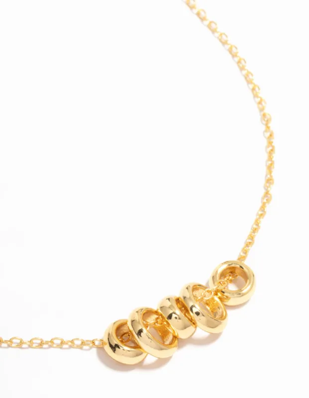 Gold Plated Rondell Rings Pendant Necklace sold by lovisa