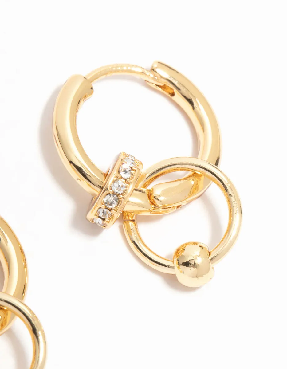 Gold Plated Rondell Rings Huggie Drop Earrings sold by lovisa product image thumbnail 3