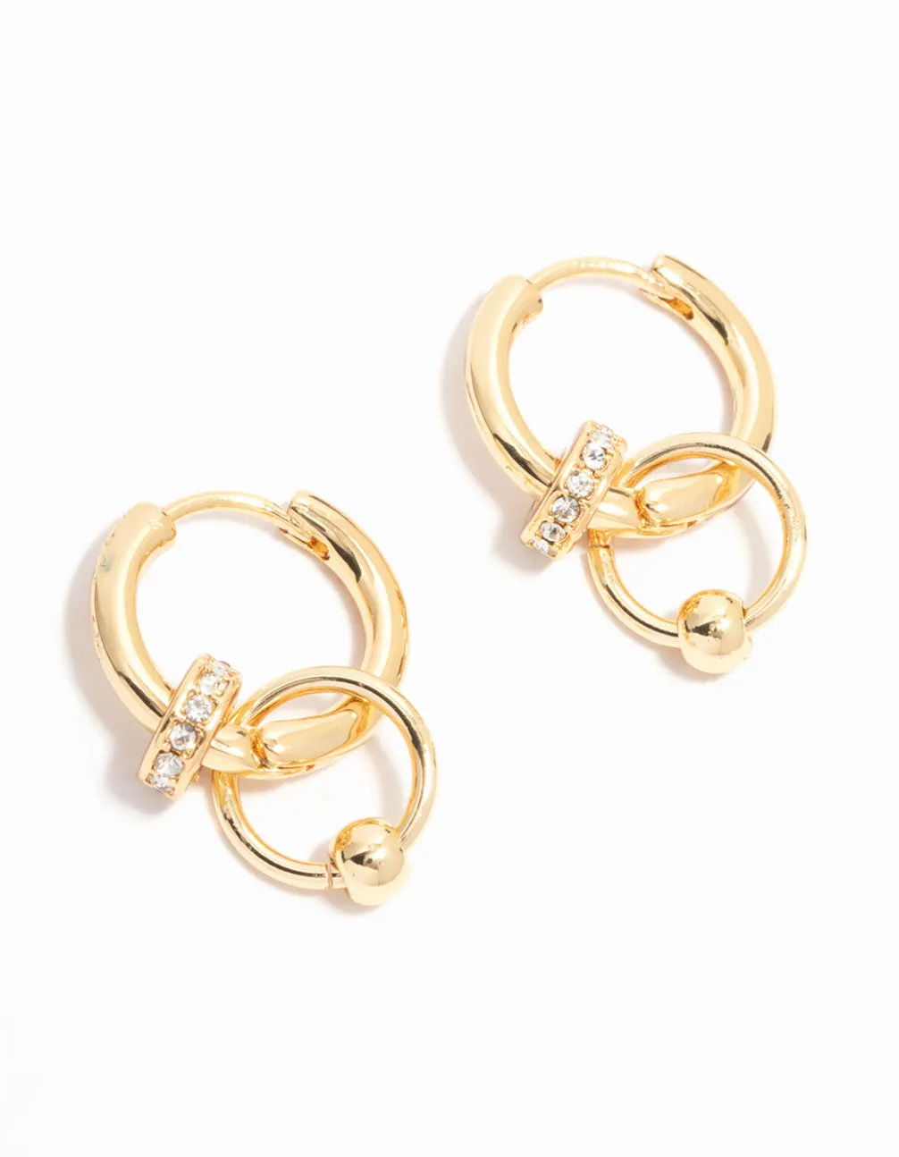 Gold Plated Rondell Rings Huggie Drop Earrings sold by lovisa