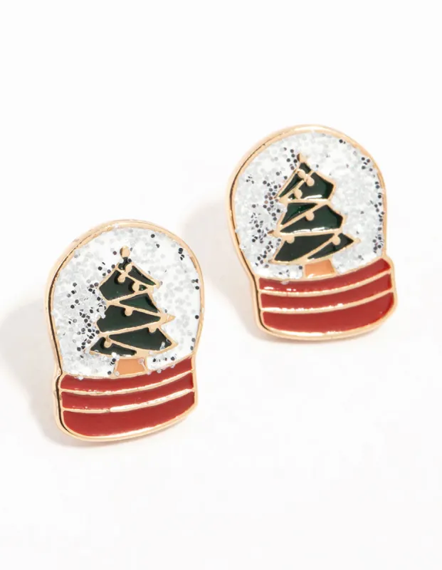 Snow Globe Gold Stud Earrings sold by lovisa