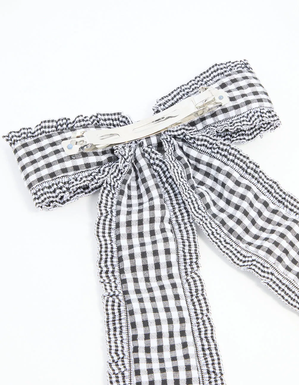 Black Gingham Fabric Frilled Bow Clip sold by lovisa product image thumbnail 5