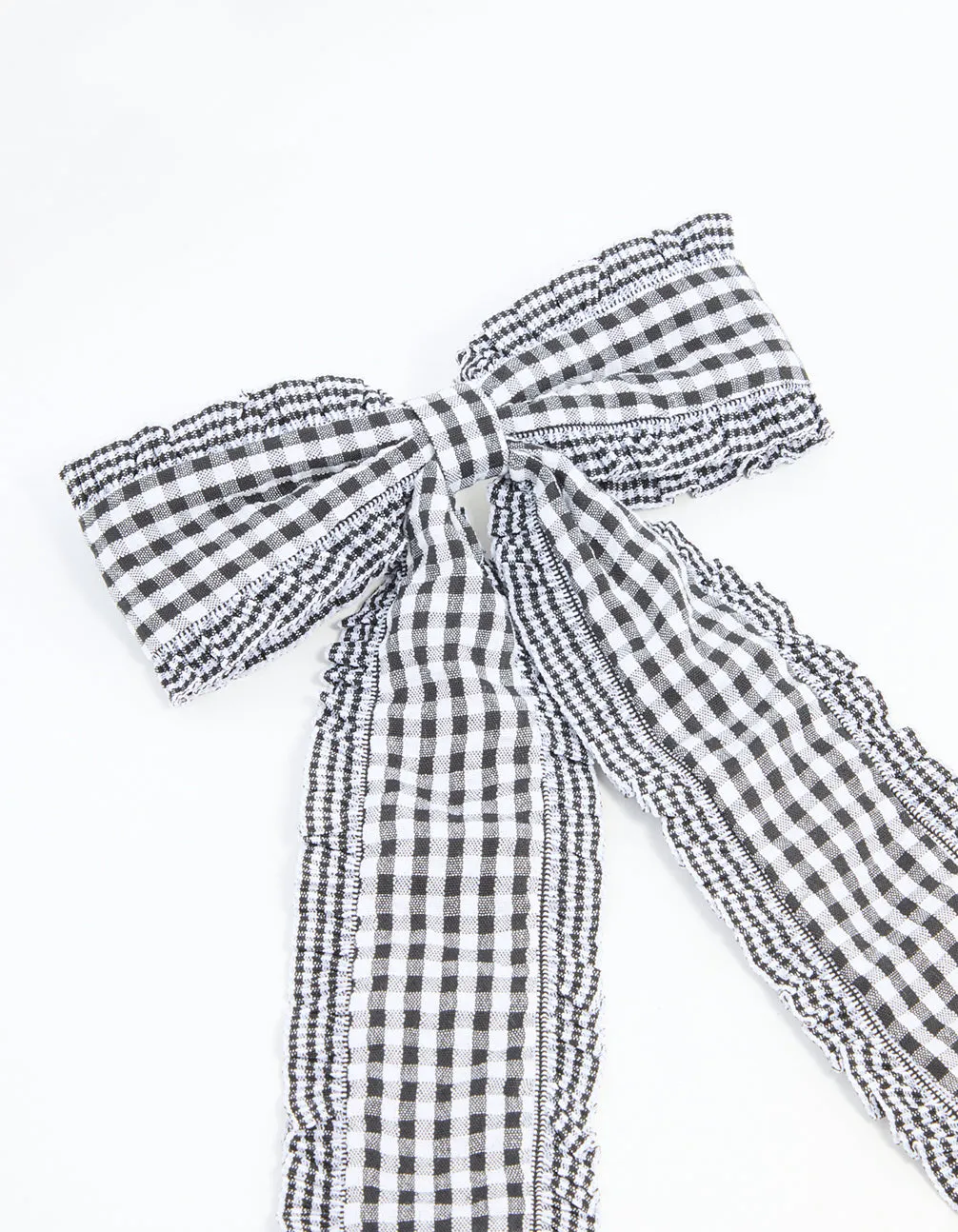 Black Gingham Fabric Frilled Bow Clip sold by lovisa product image thumbnail 2