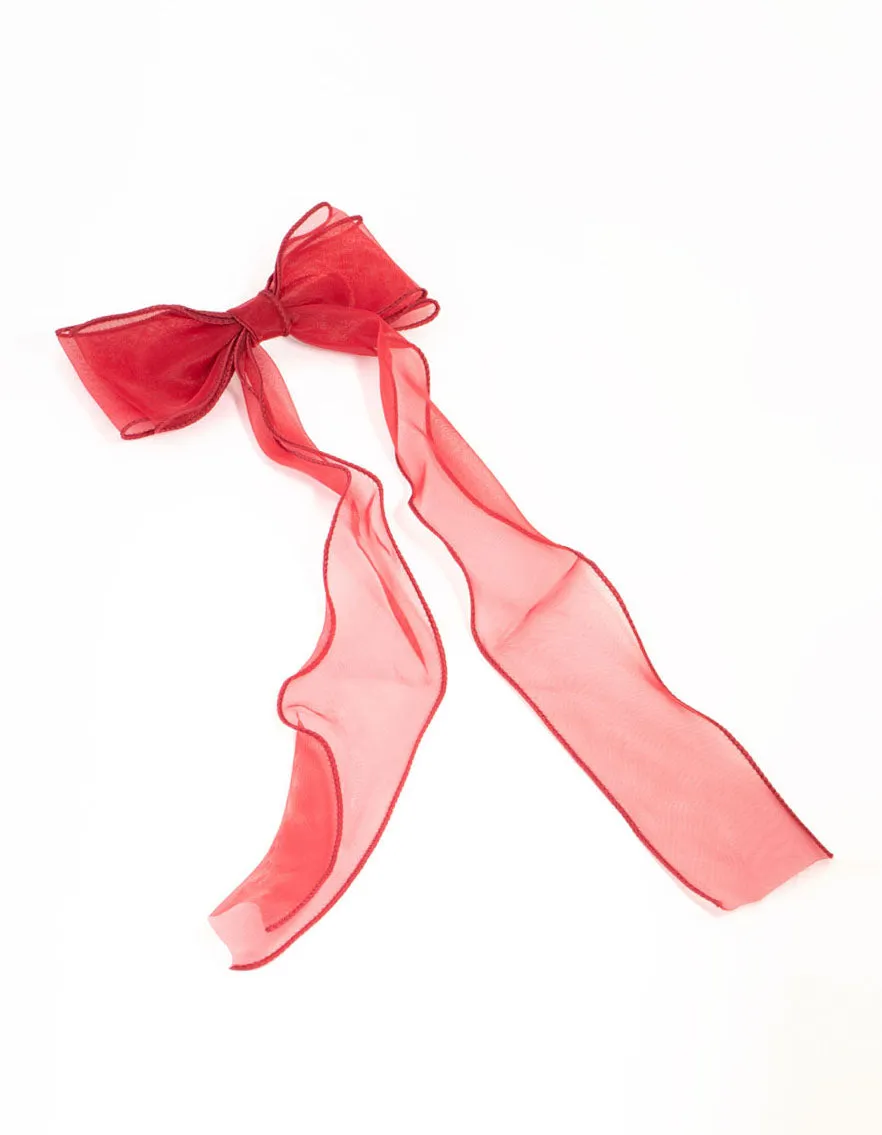 Red Organza Curly Bow Clip sold by lovisa