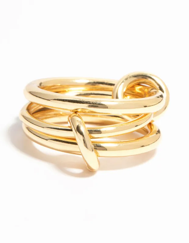 Gold Plated Stacked Ring With Connected Links sold by lovisa
