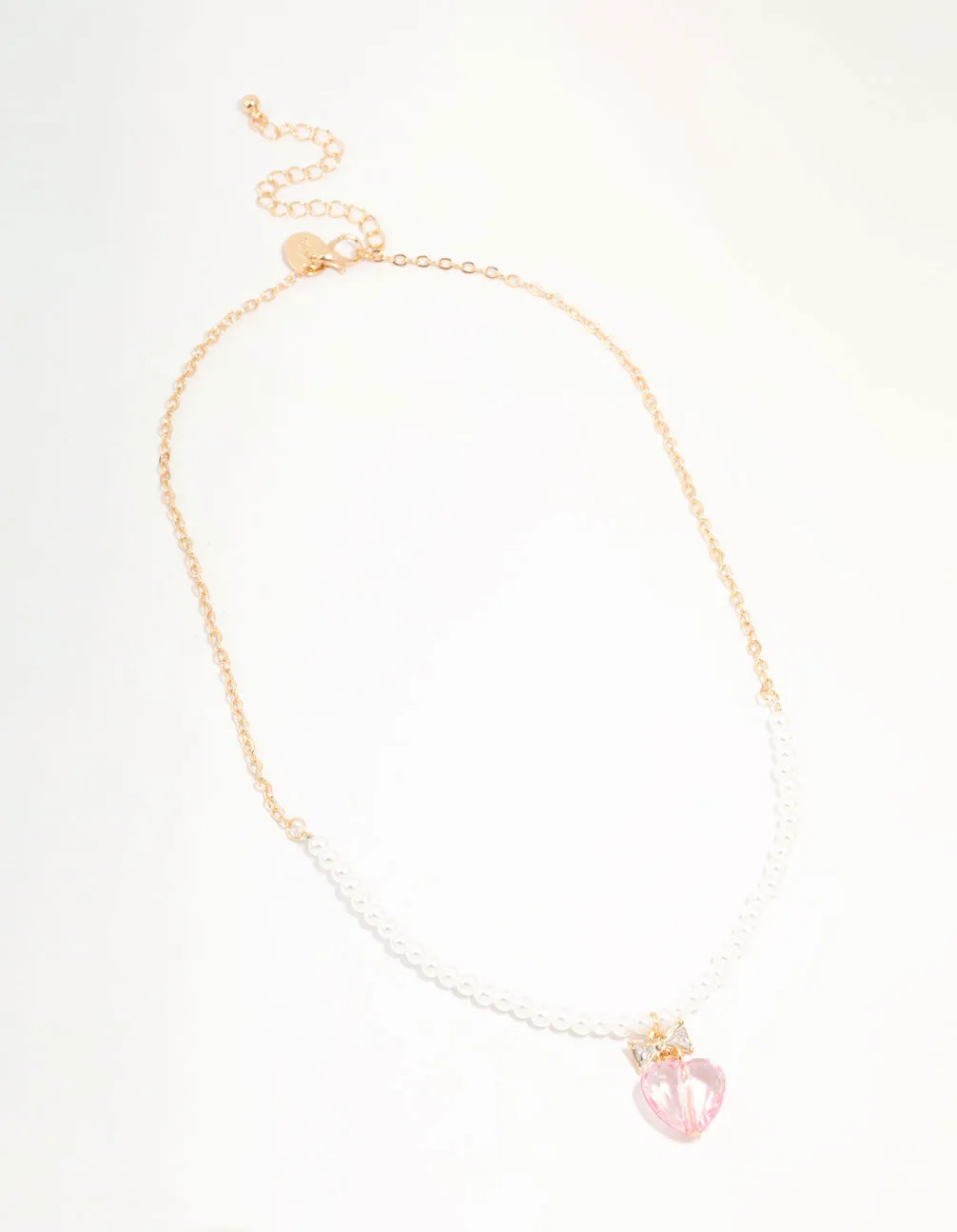Gold Pearl & Pink Faceted Bead Heart Necklace sold by lovisa product image thumbnail 2