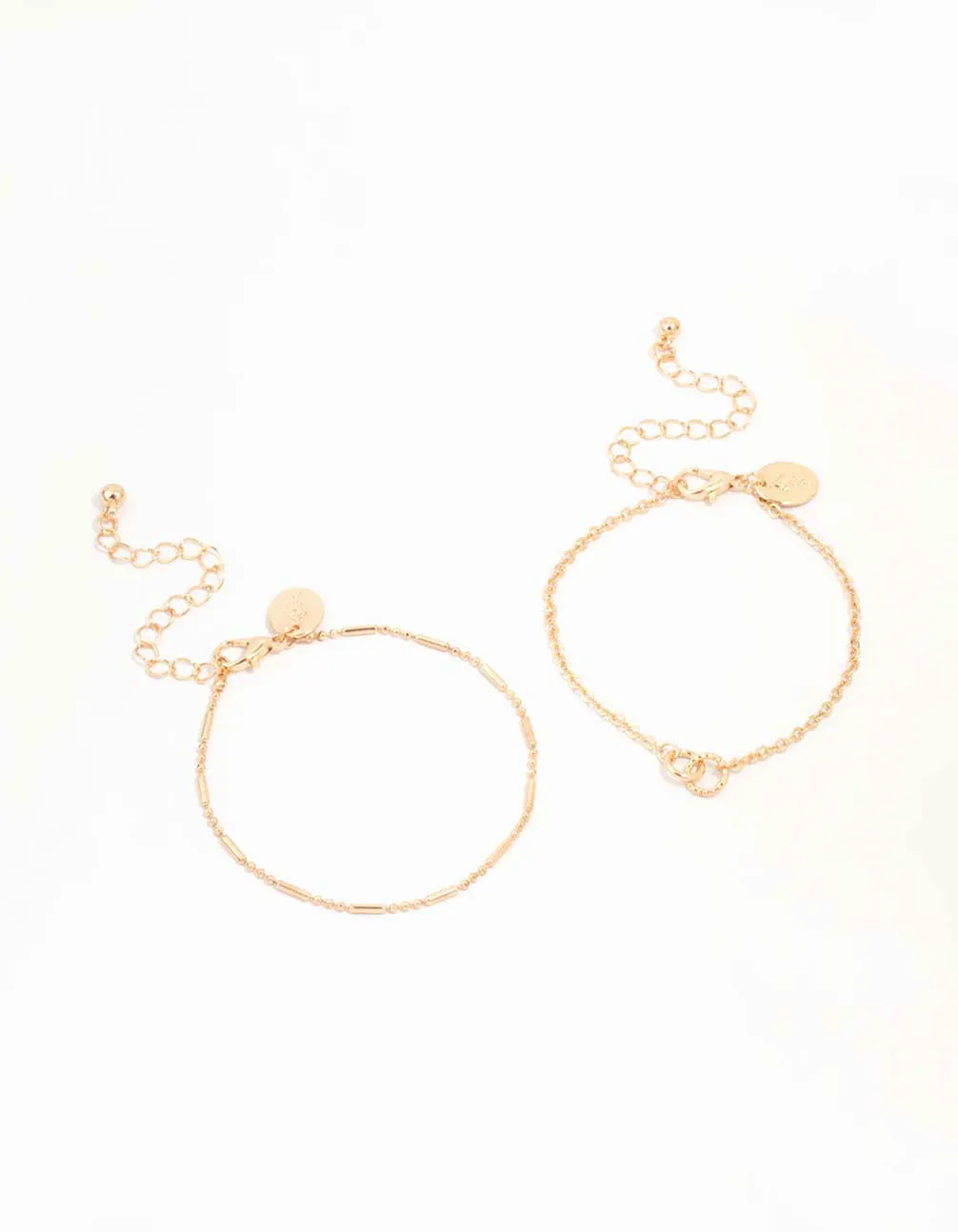 Gold Linked Circle & Chain Bracelets 2-Pack sold by lovisa
