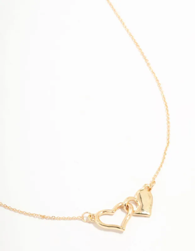 Gold Linked Solid Heart Necklace sold by lovisa