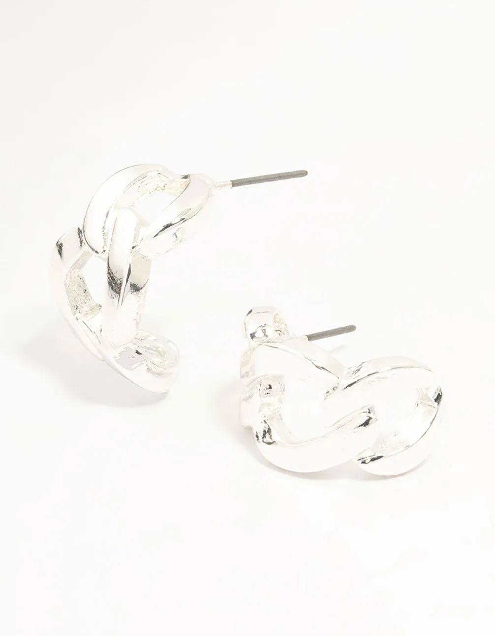 Silver Cuban Link Hoop Earrings sold by lovisa