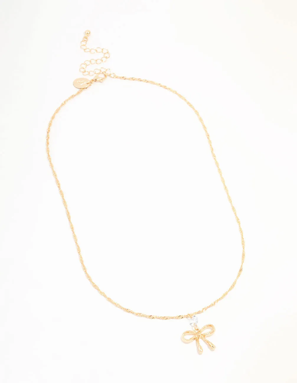 Gold Twisted Diamante Bow Chain Necklace sold by lovisa product image thumbnail 2