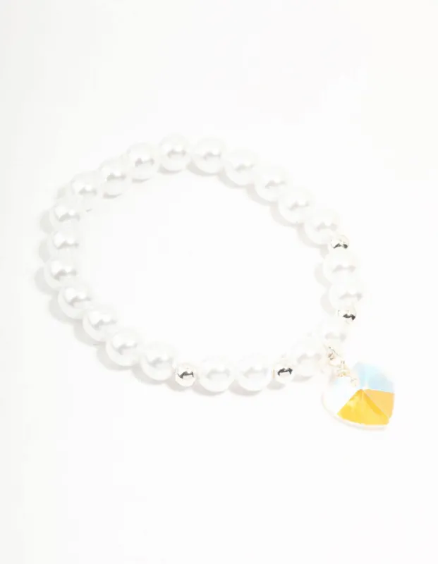 Beaded Pearl Heart Charm Bracelet sold by lovisa