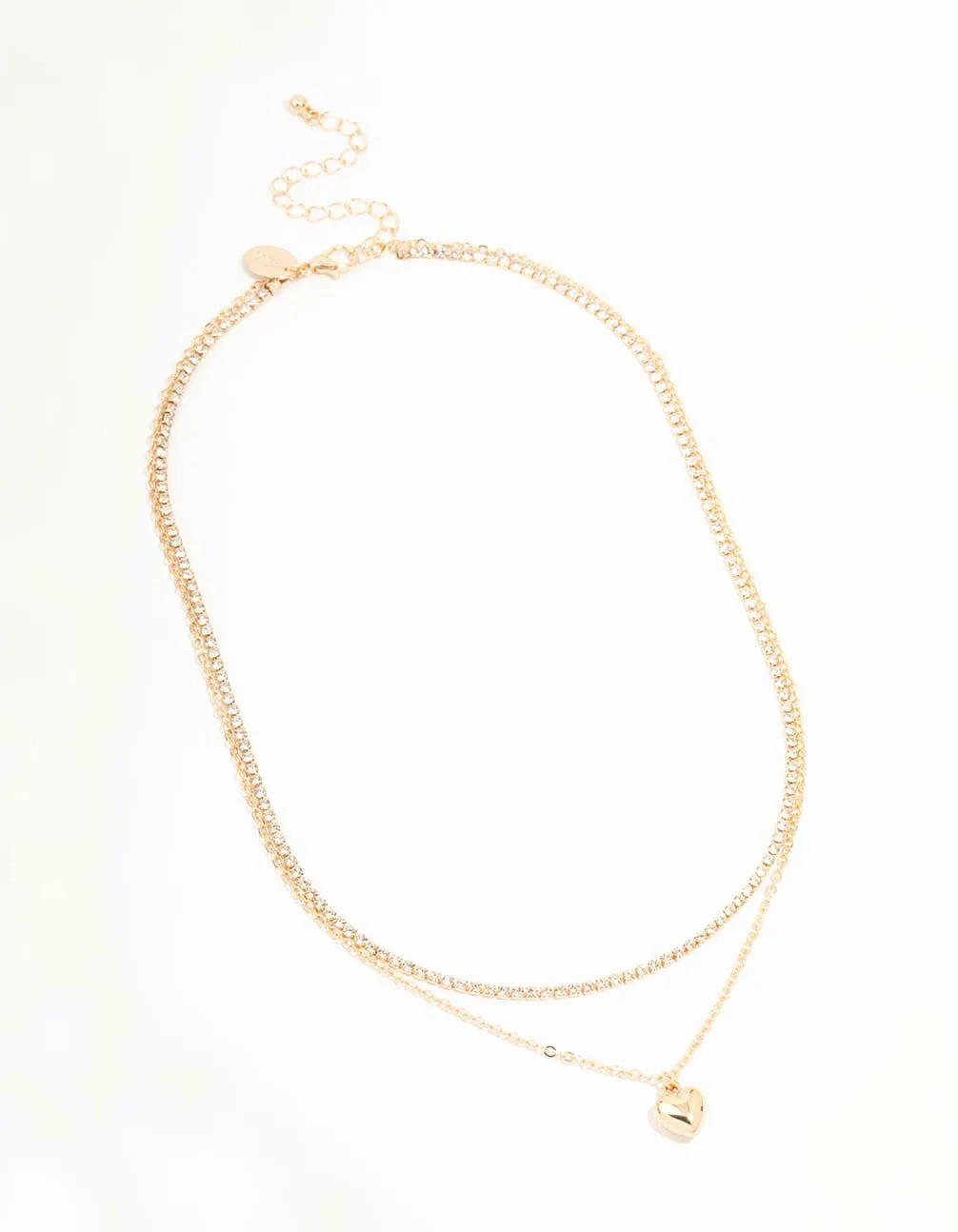 Gold Diamante & Puffy Heart Layered Necklace sold by lovisa product image thumbnail 2