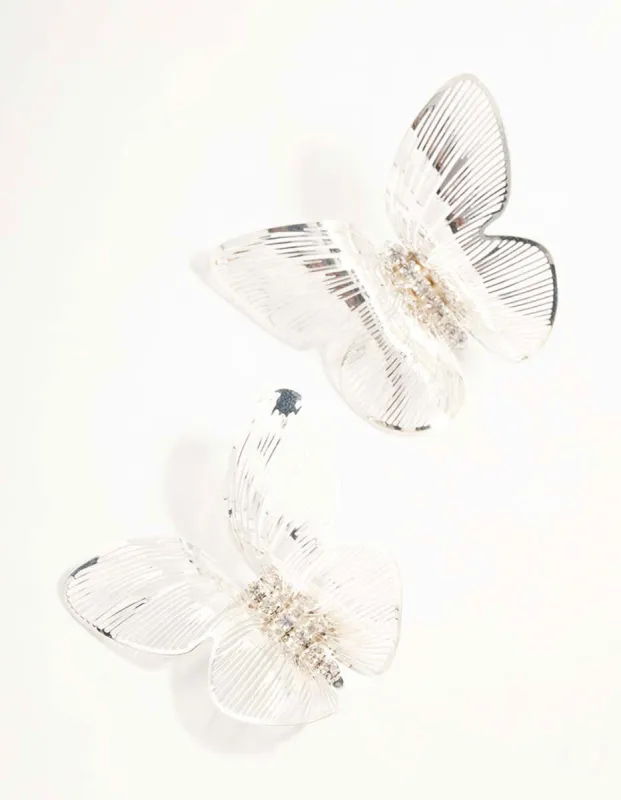 Silver Laser Cut Butterfly Stud Earrings sold by lovisa