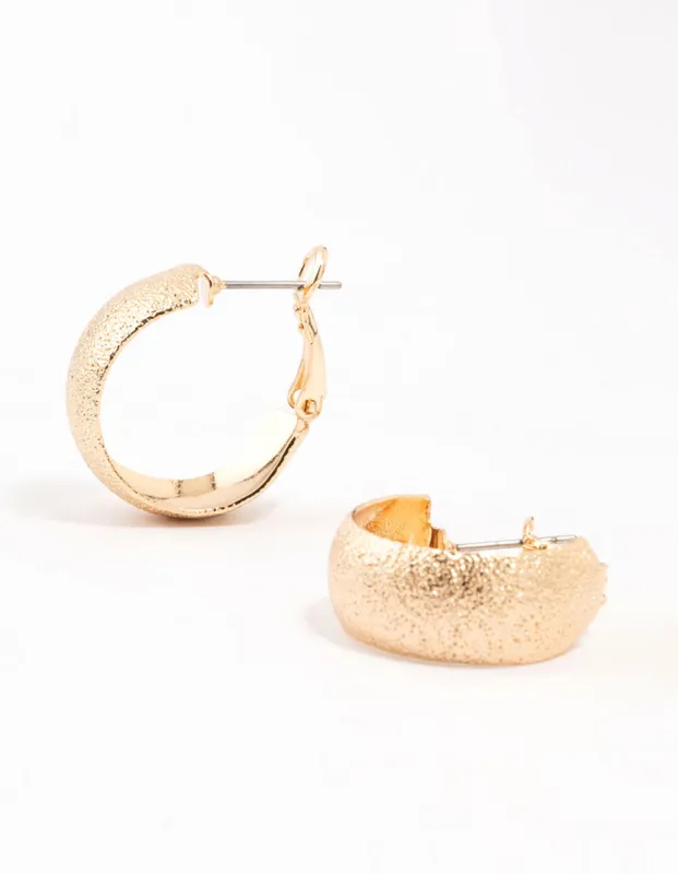 Gold Foil Wide Hinge Hoop Earrings sold by lovisa