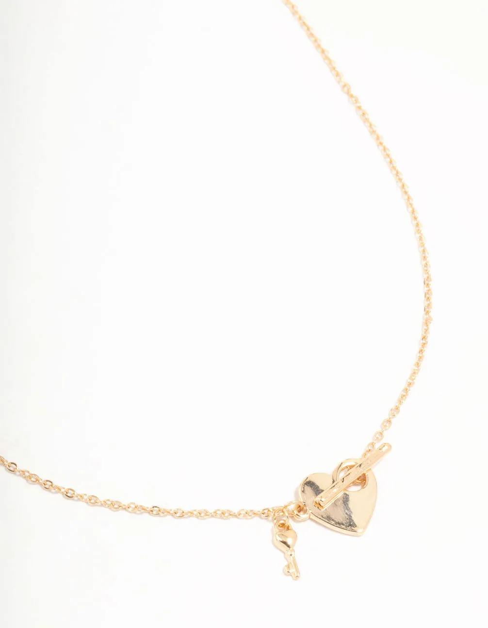 Gold Heart & Key T&O Necklace sold by lovisa