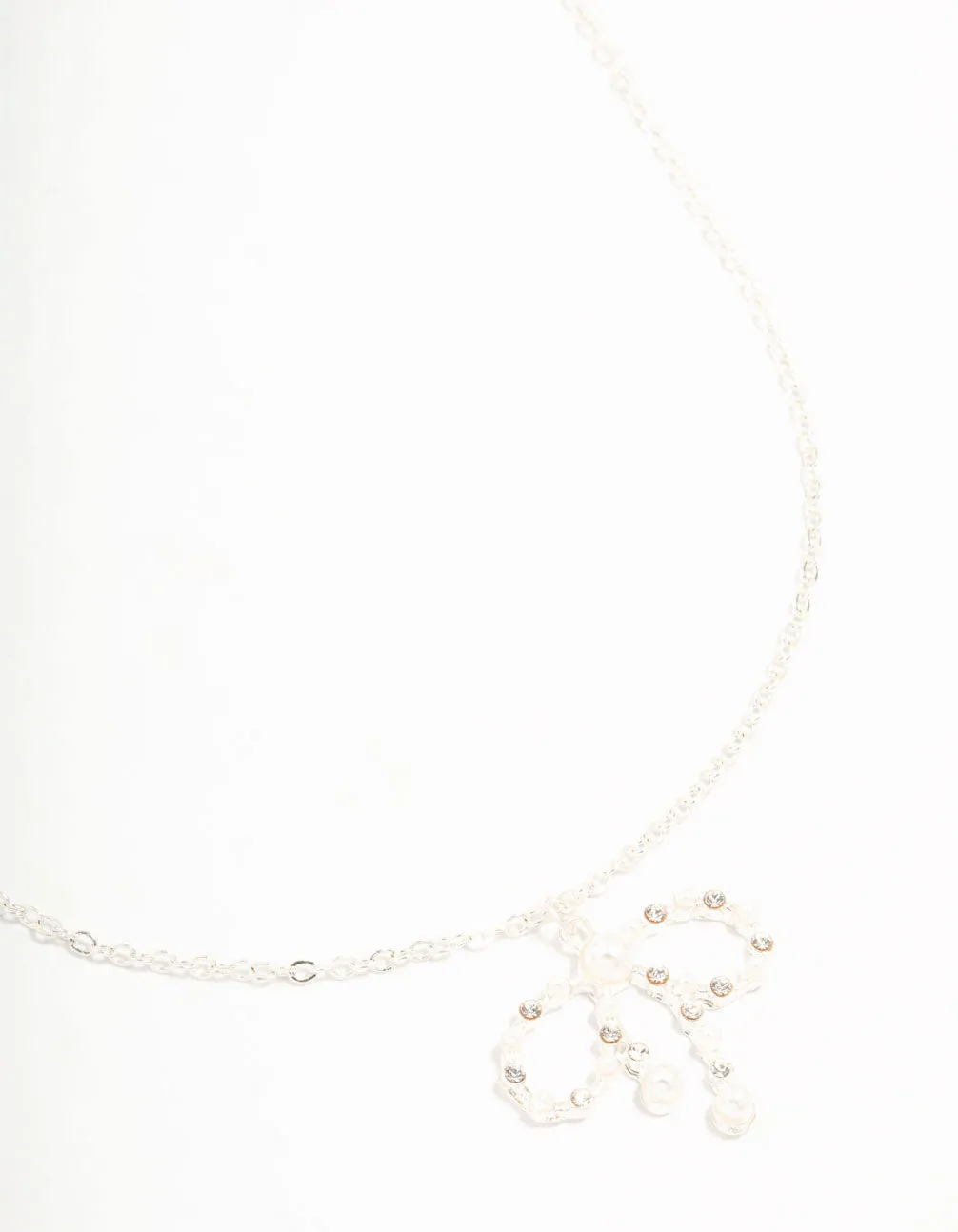 Silver Pearl Bow Pendant Necklace sold by lovisa