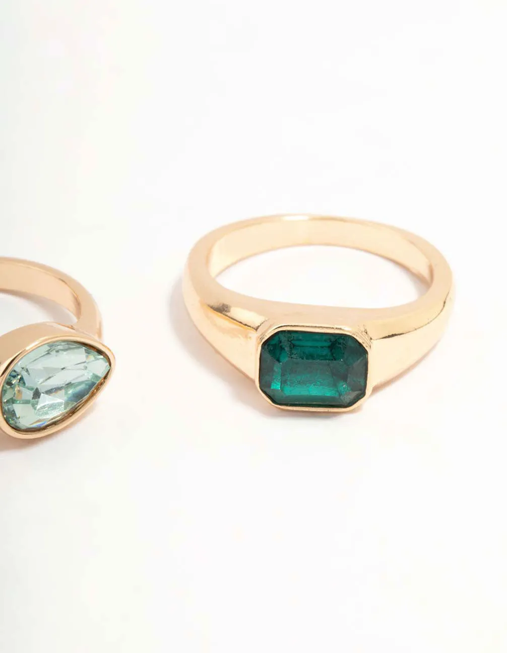 Green Diamante Gold Rings 3-Pack sold by lovisa product image thumbnail 3