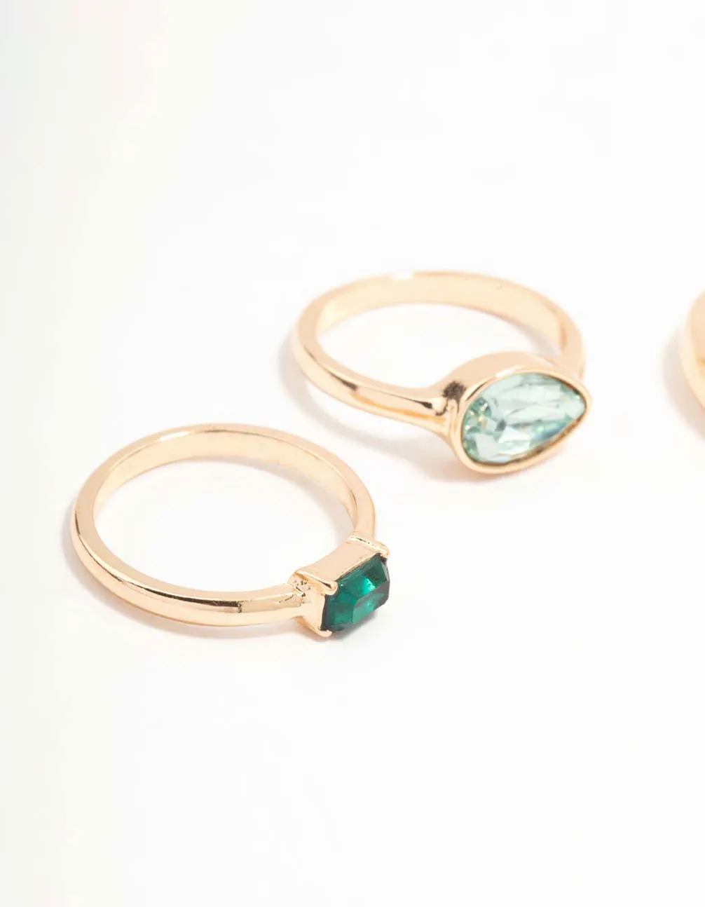 Green Diamante Gold Rings 3-Pack sold by lovisa product image thumbnail 2