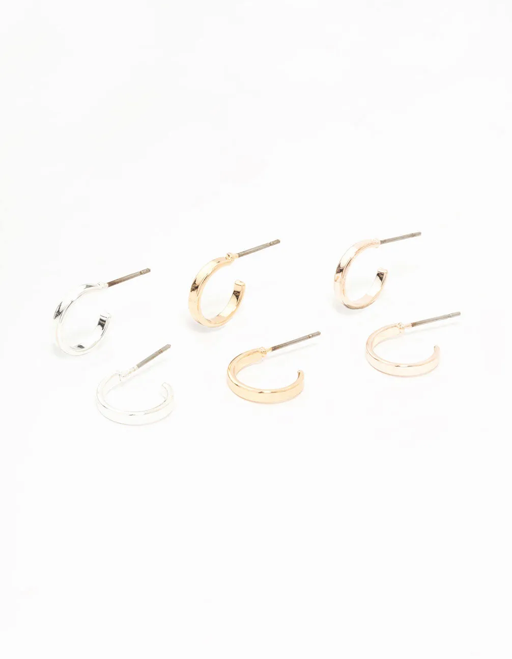 Mixed Metals Basic Huggie Earrings 3-Pack sold by lovisa
