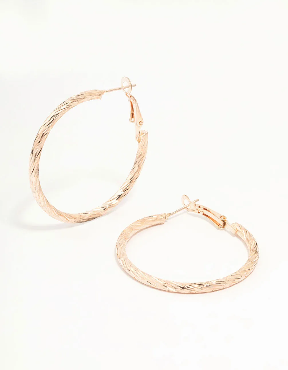 Rose Gold Medium Diamante Cut Hoop Earrings sold by lovisa