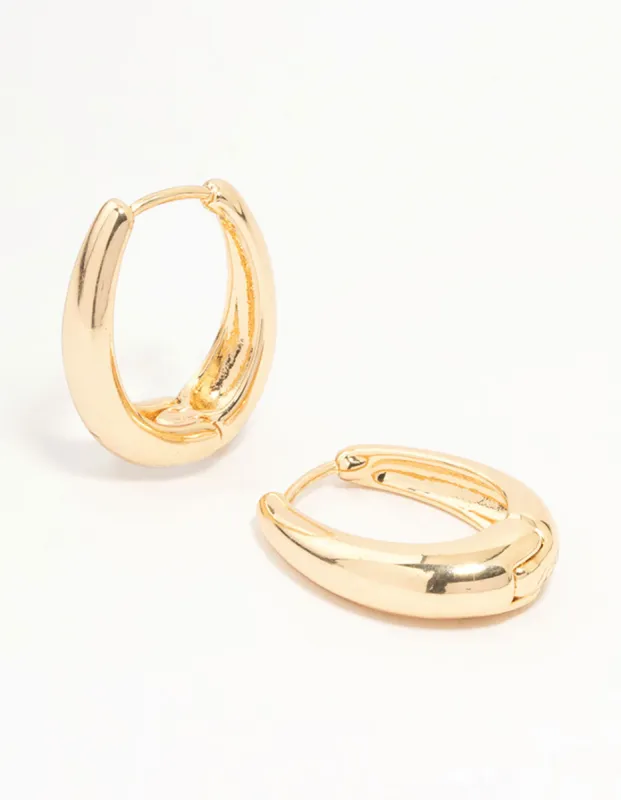 Gold Oval Clicker Hoop Earrings sold by lovisa