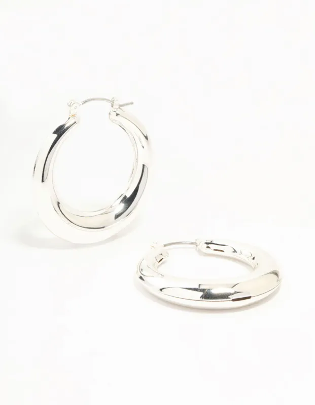 Silver Clean Hoop Earrings sold by lovisa