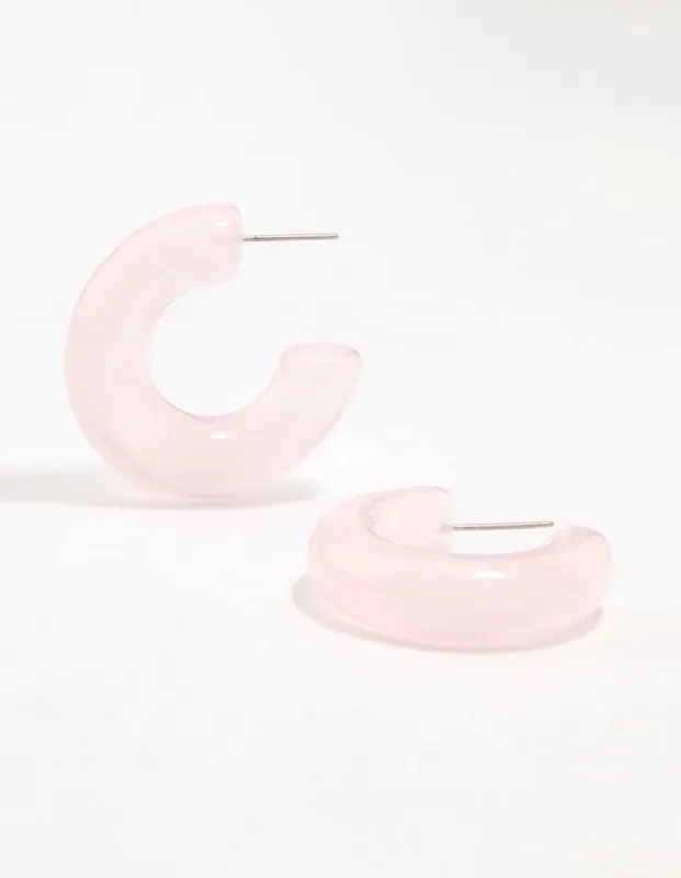 Chubby Pink Acrylic Marble Hoop Earrings sold by lovisa