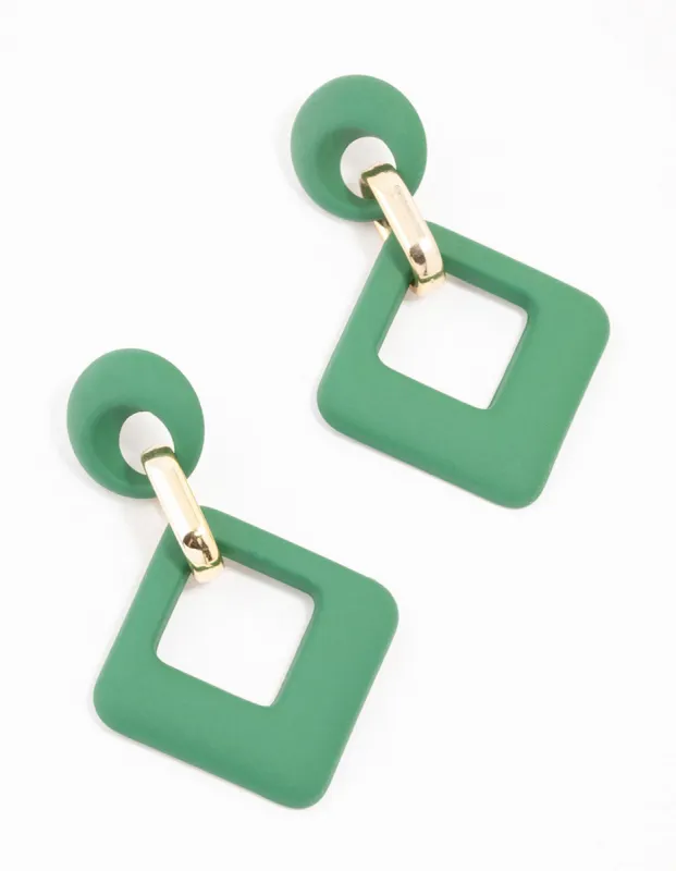 Green Acrylic Diamond Link Drop Earrings sold by lovisa