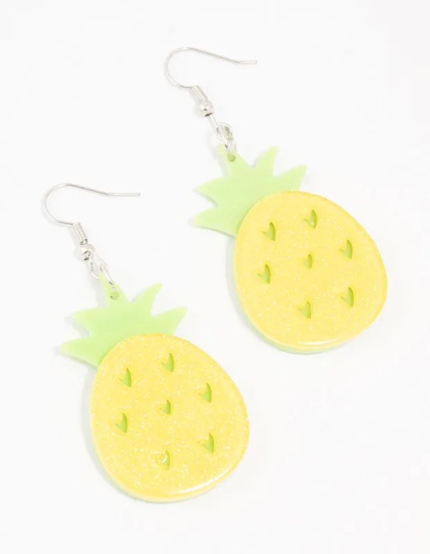 Acrylic Pineapple Drop Earrings sold by lovisa