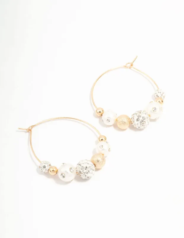 Beads, Pearls & Diamante Crystal Hoop Earrings sold by lovisa