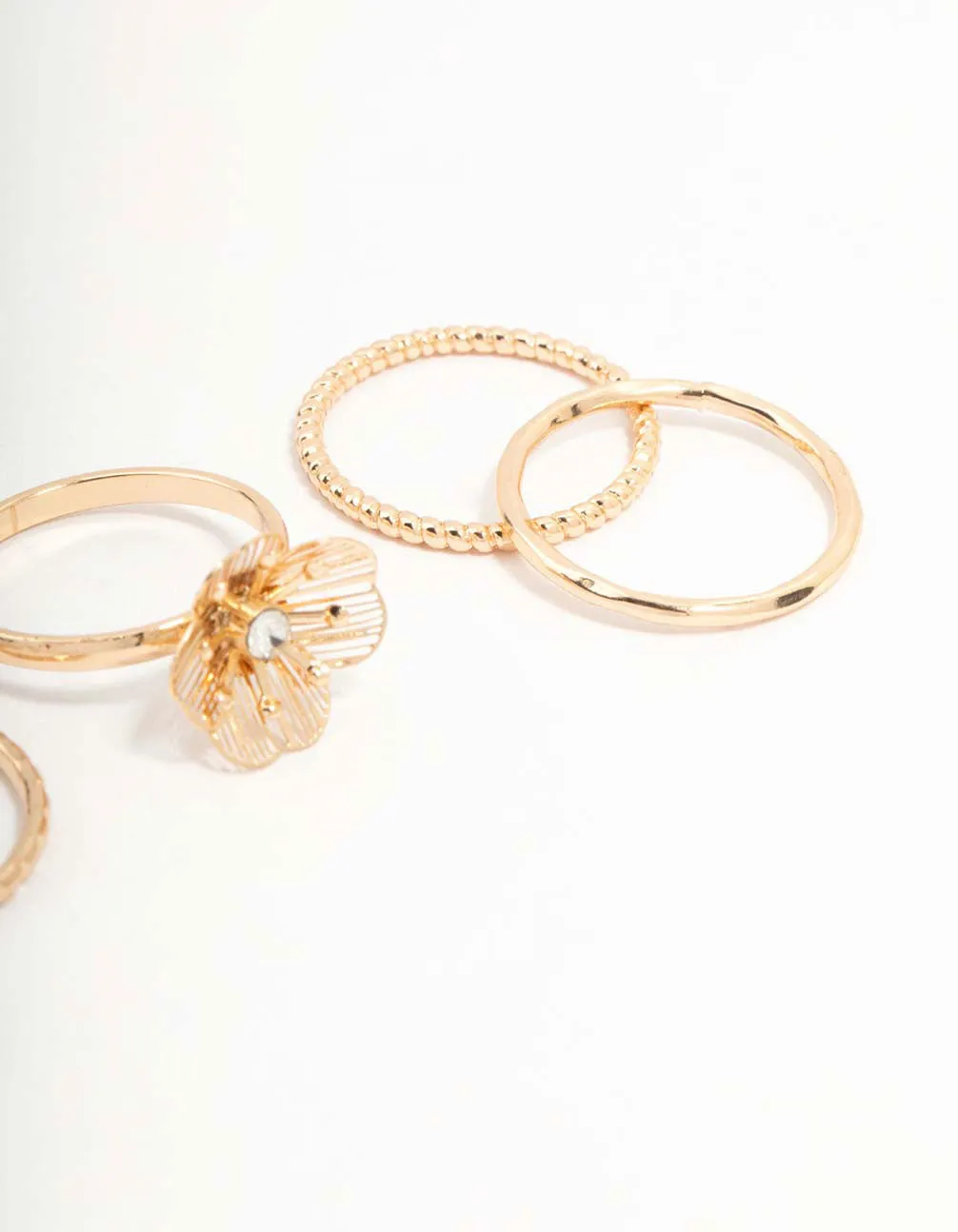 Gold Diamante Wire Flower Rings 3-Pack sold by lovisa product image thumbnail 3